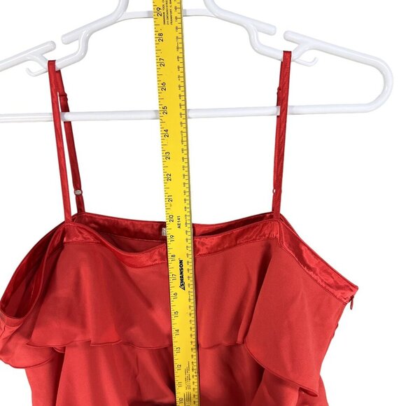 Old Navy Tiny Fit Womens 2X Red Silky Tiered Ruffle Camisole Satin Beachy Top - Picture 9 of 12